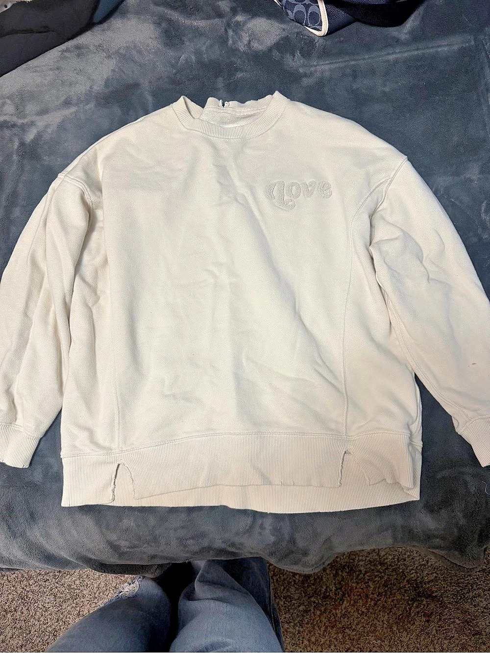 aerie The Chill Love Crew Sweatshirt Cream Small